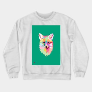 Wolf Pop Art Green bg Crewneck Sweatshirt